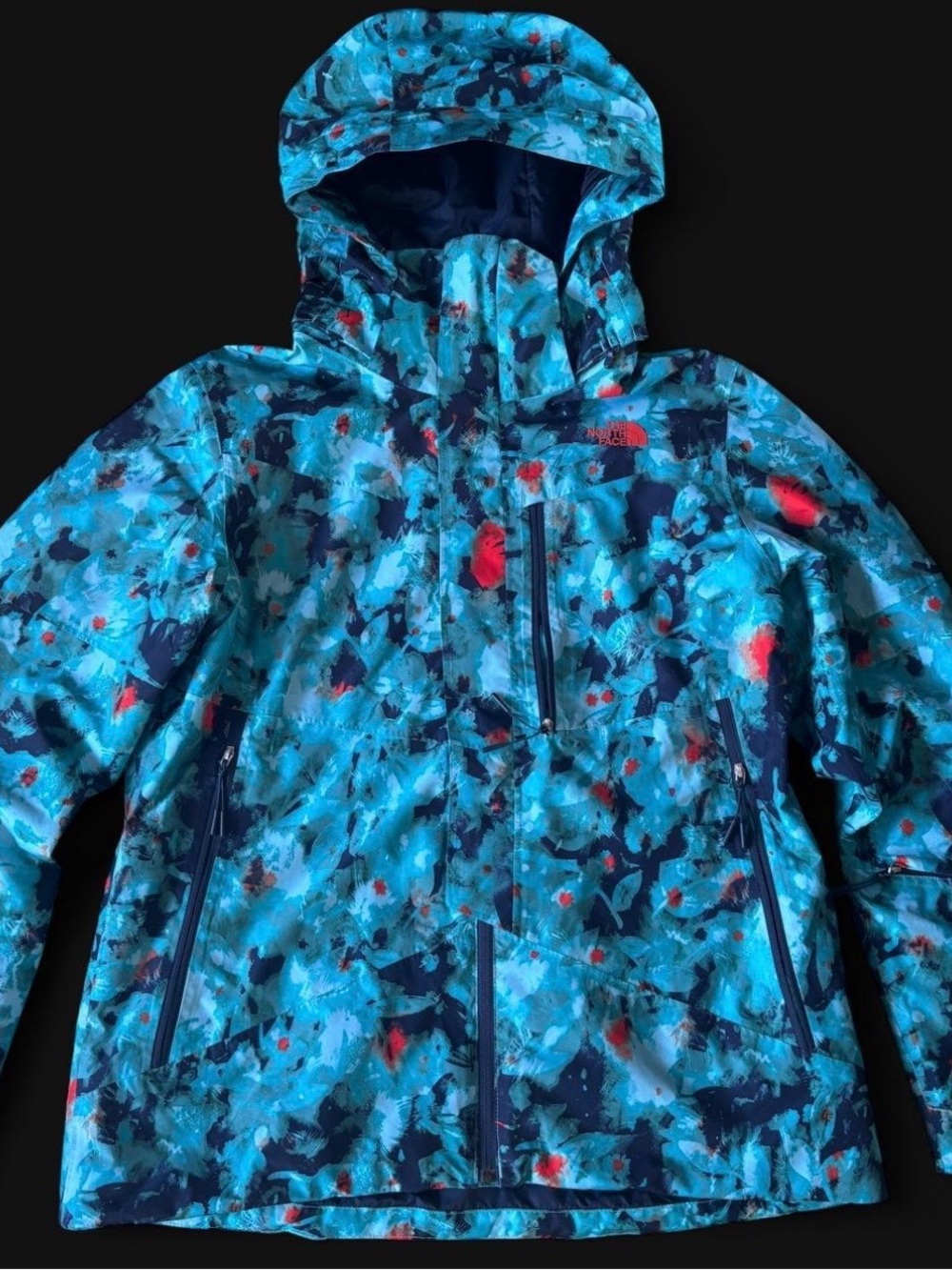 The North Face Women’s Blue Multi Waterproof detachable Hooded Jacket size Large